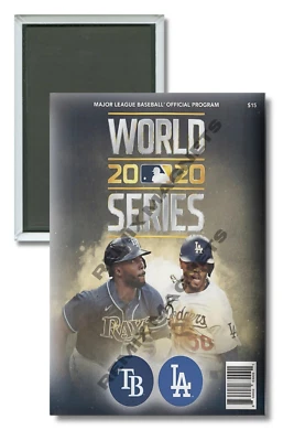 2020 World Series TB Rays LA Dodgers MLB Program 2 x 3 Refrigerator Magnet - Image 1 of 3
