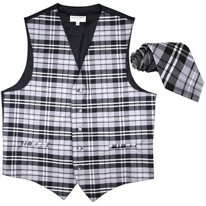 Nuevo Chaleco de Esmoquin a Cuadros para Hombre Chaleco y Corbata Púrpura Boda Baile de graduación formal - Imagen 1 de 3