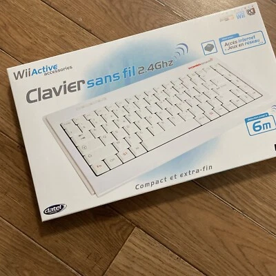 NEUF NEW clavier AZERTY sans fil 6M nintendo WII PC PS3 DATEL blanc extra fin