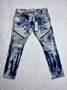 Rock Revival 'Daviday' Jeans Moto Acid Wash Straight $220 Men’s Size 36 X 32 - Picture 1 of 12