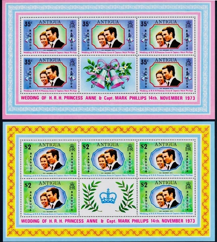 Barbuda #SG102-SG103 MNH M/S 1973 Anne Mark Phillips Wedding [103-104] Cover