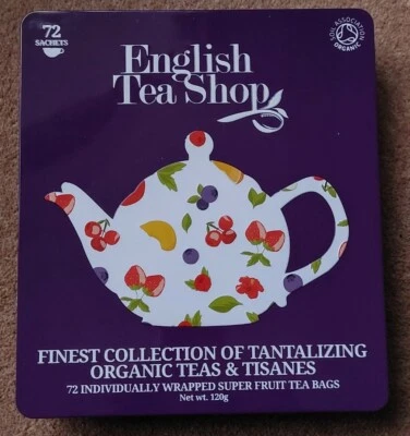 English Tea Shop Collectable Tea Bag Tin Empty Tin Purple - Image 1 of 4