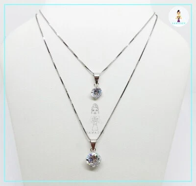 Collana da donna punto luce in argento 925% catenina con ciondolo con zircone  - Immagine 1 di 4
