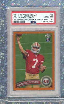 🏈 COLIN KAEPERNICK PSA 10 2011 TOPPS ORANGE Refractor CHROME ROOKIE #25 49'ERS - Image 1 of 3