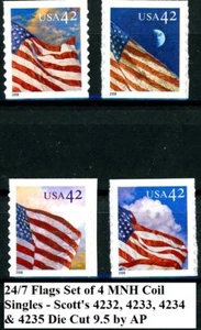 Old Glory 24/7 Die Cut 9.5 by AP Complete Set 4 Scotts 4232 4233 4234 4235 MNH - Picture 1 of 2