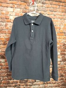 IZOD Polo Shirt Long Sleeve Boys Size 8 BLACK School Uniform