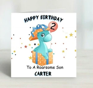 Personalised Dinosaur Birthday Card Son Grandson Nephew Friend Brother Any age - Picture 1 of 1