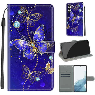 For Various Phone Fashion Butterfly Magnetic Flip Wallet Women Stand Case Cover - Image 1 of 4