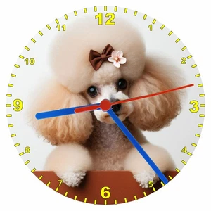 Quartz Clock, Poodle Peeking Over Wall 200mm or 300mm Battery Included - Picture 1 of 7