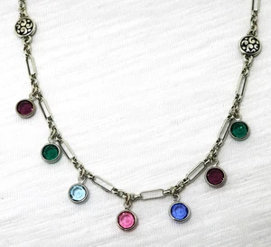 Brighton ELORA GEMS NWT $88 Multi Color Stone Silver Necklace - Picture 1 of 2