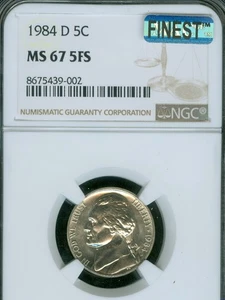 1984 D JEFFERSON NICKEL NGC MS67 FS MAC FINEST GRADE & SPOTLESS  POP-6 RARE - Picture 1 of 2