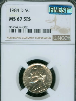 1984 D JEFFERSON NICKEL NGC MS67 FS MAC FINEST GRADE & SPOTLESS  POP-6 RARE - Image 1 of 2