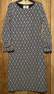 ZIERLICHES SCHMUCK S dunkelblau weiß Damast Original Lagenlook Kleid Pante Roma Strick - Bild 1 von 4