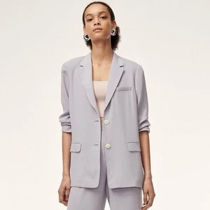 Aritzia Babaton Demy Blazer XXS Lilac Grey Jacket Notch Lapel Button Front NEW - Picture 1 of 16