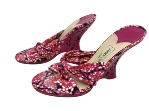 Jimmy Choo berry print cotton floral wedges size 39.5 - Picture 1 of 12