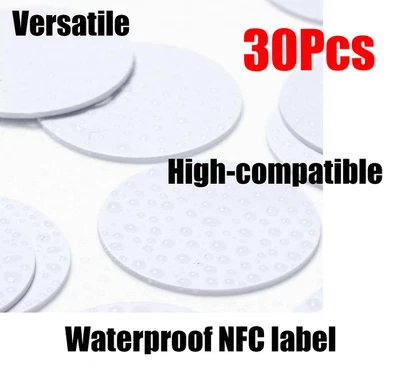 30Pcs NTAG215 Waterproof NFC Coin Tags Near Field Communication Labels