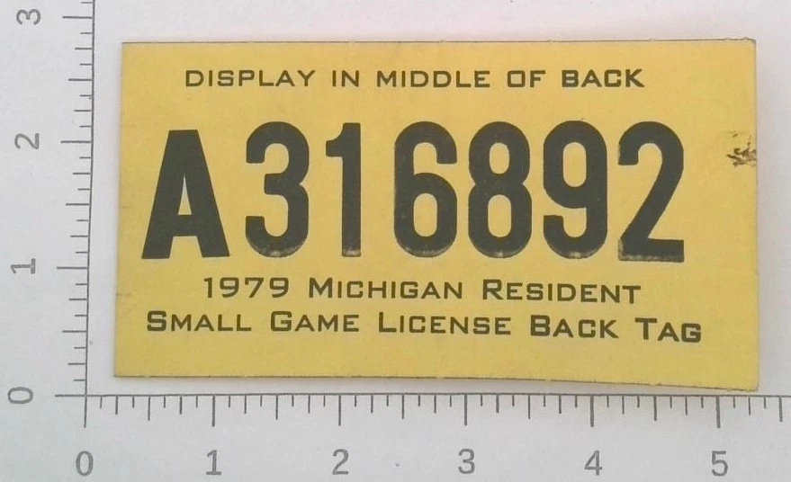 Michigan Resident 1979 juego pequeño caza etiqueta trasera licencia... ¡Envío gratuito! Foto 1 de 1