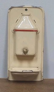 Antique Dollhouse Washstand Wall Sink Roombox Painted Metal Red Tan PumpFaucet - Picture 1 of 7