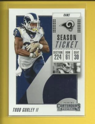 Todd Gurley  2018 Contenders Season Ticket Card # 46  Los Angeles Rams RB - Image 1 of 2