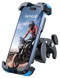 Lamicall Motorcycle Bike Phone Mount - Upgrade Quick Install Handlebar Holder - Picture 1 of 7