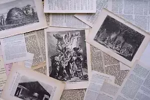 1/8 lb mix of true vintage religious book pages & salvaged papers - Picture 1 of 4
