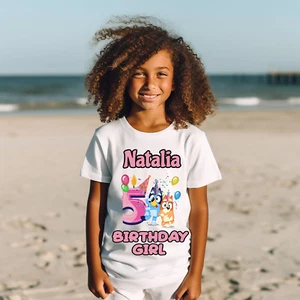 Blue dog birthday t shirt Any Age Blue personalised birthday tshirt Birthday - Picture 1 of 6