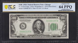 Fr.2152-G 1934 Chicago $100 Federal Reserve Note PCGS Choice Uncirculated 64 PPQ - Picture 1 of 2