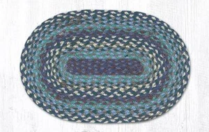 2 PC Braided Jute Oval Placemat/Trivet/Swatch. BLUE, CREAM. Earth Rugs.10" x 15" - Picture 1 of 1