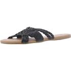 Qupid Womens Archer Black Slides Flat Sandals Shoes 5.5 Medium (B,M) BHFO 3927