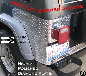 Se adapta a Jeep CJ7 3 pc Alum Diamond Plate Rear Quarter Panel Corner Guards 1976-86 - Imagen 1 de 4