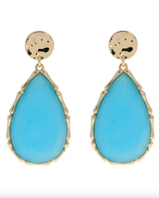 NWT LILLY PULITZER MOONLIGHT DROP EARRINGS *AQUA PALMS* GOLD BAMBOO - Image 1 of 2