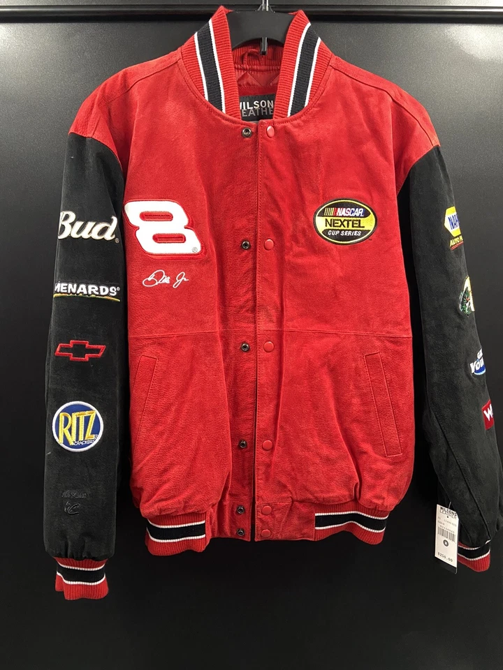 NASCAR Chase Auténtico Dale Earnhardt Jr. Chaqueta de carreras de cuero Wilson talla M Foto 1 de 4