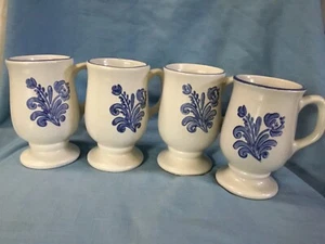 Set of 4 Pfaltzgraff YORKTOWNE Footed Pedestal Coffee Cup Stoneware Mugs 5" EUC - Picture 1 of 8