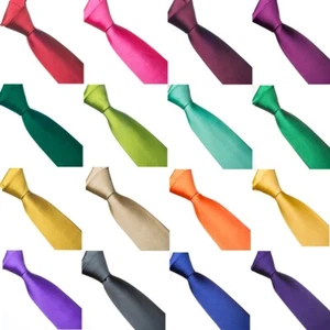 Mens Formal Casual Wedding Groomsmen Solid Plain Colour 8 or 10cm Necktie Ties - Picture 1 of 92