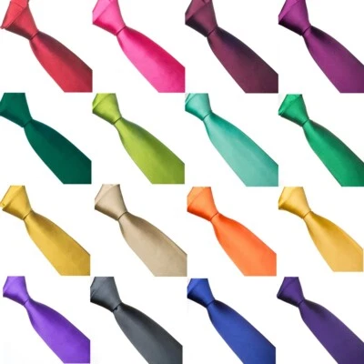 Mens Formal Casual Wedding Groomsmen Solid Plain Colour 8 or 10cm Necktie Ties - image 1 of 4