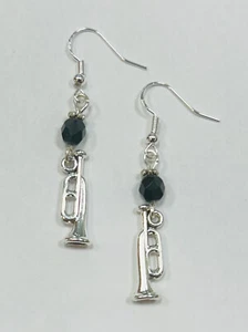 Trumpet Player, Musician, Music earrings, FREE SHIPPING,sterling silver earwires - Picture 1 of 2