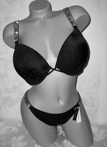 NWT Victoria Secret Bombshell 36DD L Black Nero Barbados Swimsuit Bikini - Picture 1 of 6