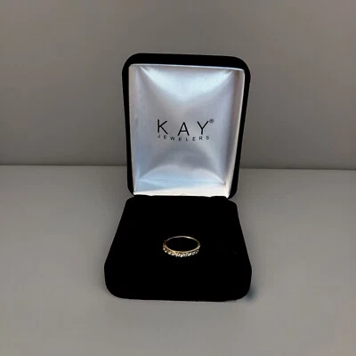 Alianza de boda diamante natural anillo de 2,5 gramos oro amarillo de 14 quilates 0,33 CTW talla 5,5 Foto 1 de 2