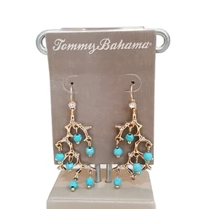 Tommy Bahama Women's Turquoise Gold Plated Hook Earrings NWT - Picture 1 of 2