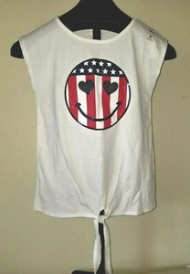 New w/tag Girl's Place Size XL 14 Tie Front Patriotic Embellished Sleeveless To - Picture 1 of 8