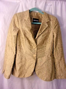 Vintage Ladies Giorgio Armani Pale Gold Silk Embroidered Jacket 40 LOVELY - Picture 1 of 5