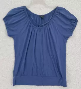 Kenneth Cole Reaction Top Women Size M Blue Banded Waist Short Sleeve Flowy - Picture 1 of 4