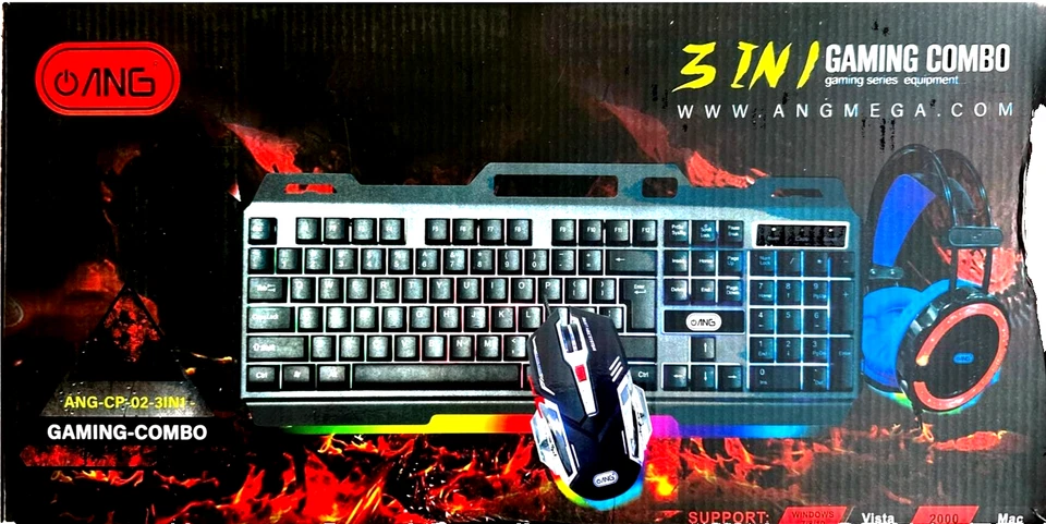 ANG CP02 – Wired 3 in 1 Gaming Keyboard + Mouse + Headphone Combo - Image 1 of 3