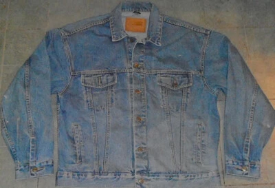 Mens STRUCTURE blue denim trucker Western heavy cotton button jean jacket MED. - Image 1 of 4