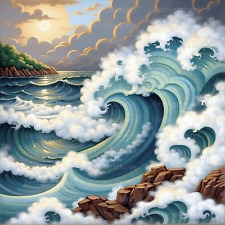 Fine Art Giclee Print, Waves at Shore