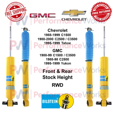 Juego Amortiguadores Delanteros y Traseros Bilstein B6 4600 0" Para 88-99 C1500 | 88-00 C2500 / 3500 Foto 1 de 4