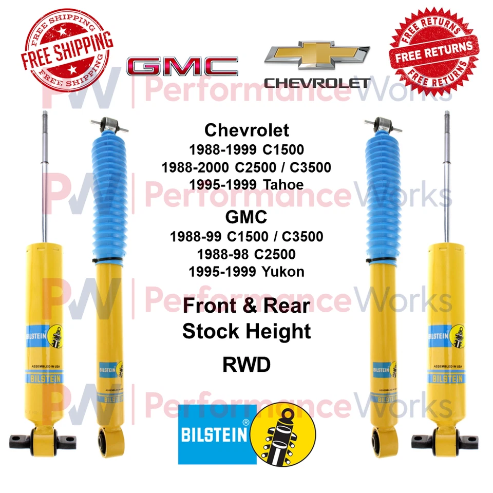 Conjunto de amortecedores dianteiros e traseiros Bilstein B6 4600 0" para 88-99 C1500 | 88-00 C2500/3500 - Imagem 1 de 4