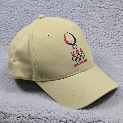 Team USA 2008 Beijing Olympics CAP HAT One Size Beige Baseball Embroidered Flag - Image 1 of 4