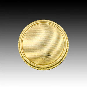 Vintage Italian Metal Button Gold Color w/ Horizontal Stripes 22mm 40001014 - Picture 1 of 1