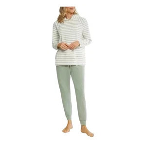 Max & Mia Stripe Waffle Knit Lounge Set Ladies Size XL Sage Green Drawstring NWT - Bild 1 von 8